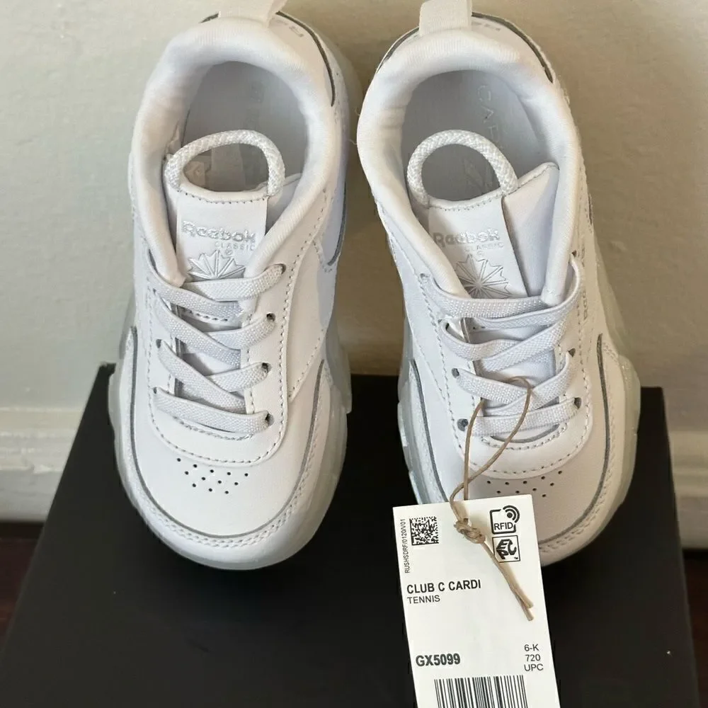 Cardi B X Reebok Kids leather platform sneaker in white  size 7 , NIB